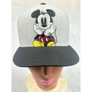 Mickey Mouse Hat Unisex Gray‎ Black Embroidered Graphic Snapback Baseball Cap